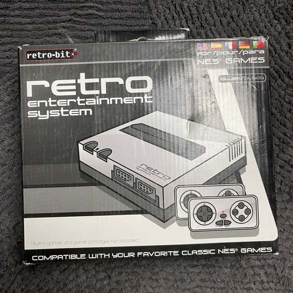 Retro-Bit Retro Entertainment System NES Console Silver/Black w/ 2 Controllers